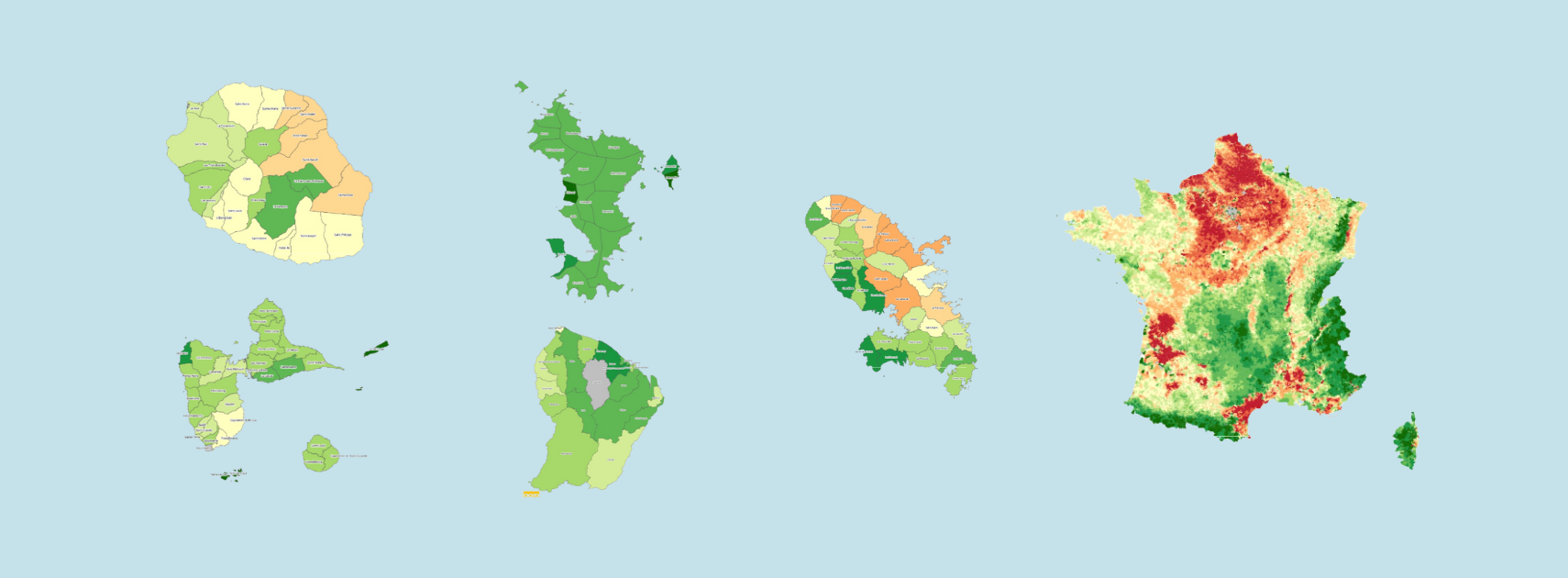 The pesticide map in France now includes the overseas territories!
